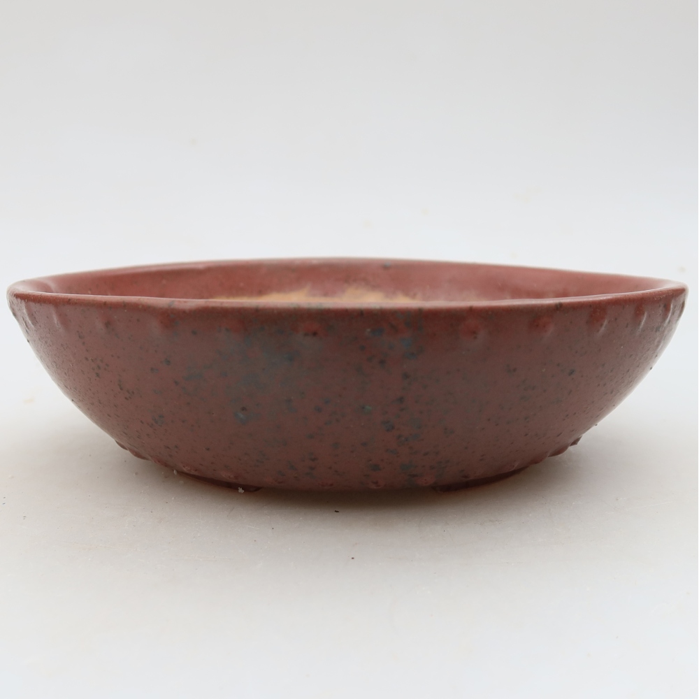 Ceramic bonsai pot, 17.5 x 17.5 x 5 cm, pink