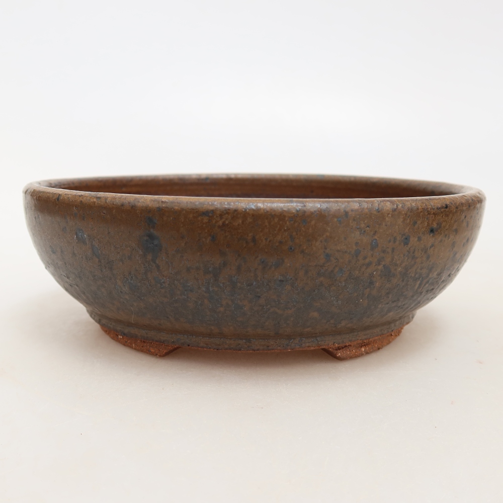 Ceramic bonsai pot, 14.5 x 14.5 x 4.5 cm, brown