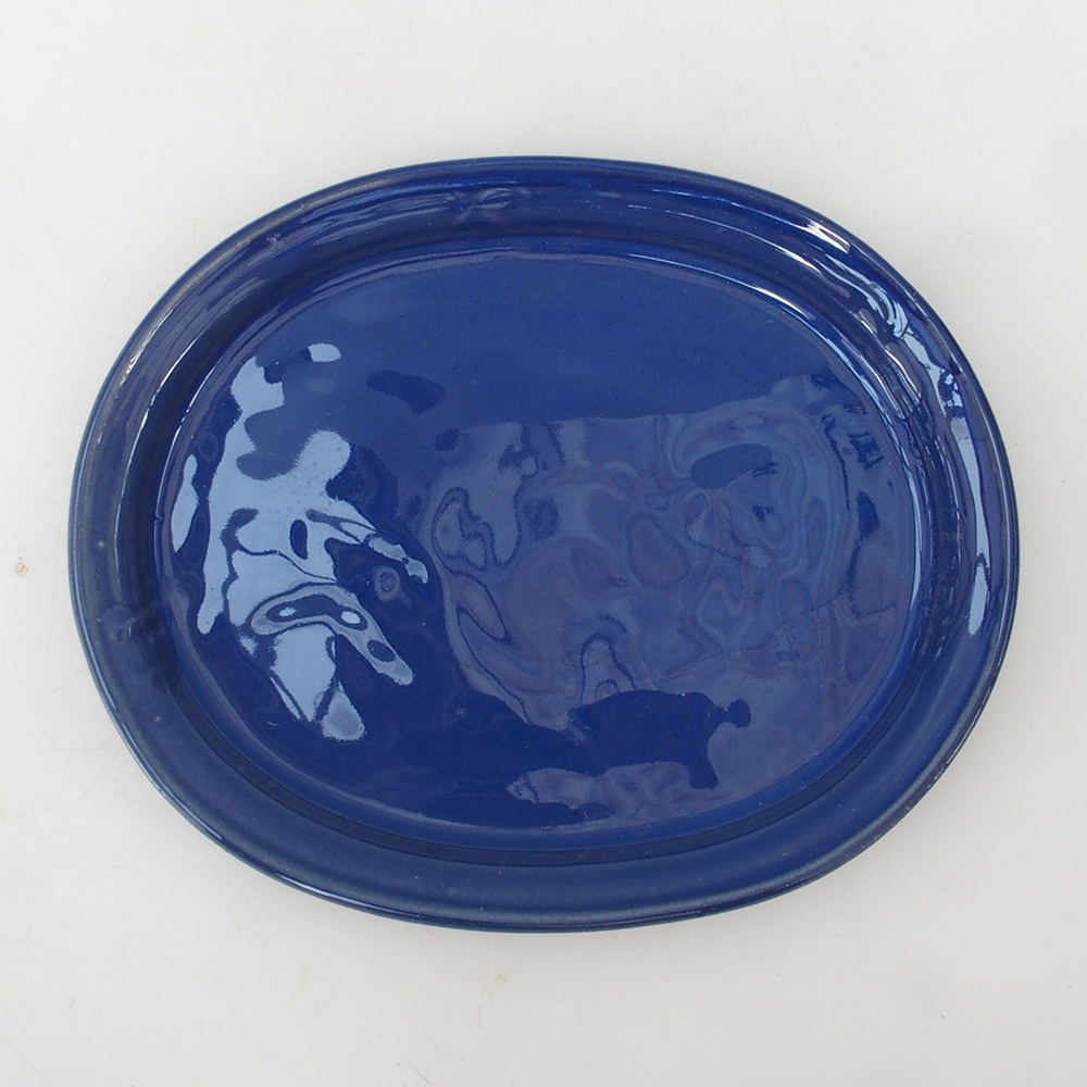 Bonsai bowl oval S - 20 x 16.5 x 1.5 cm - blue