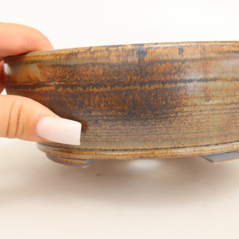 Ceramic bonsai pot, 17 x 17 x 6 cm, brown
