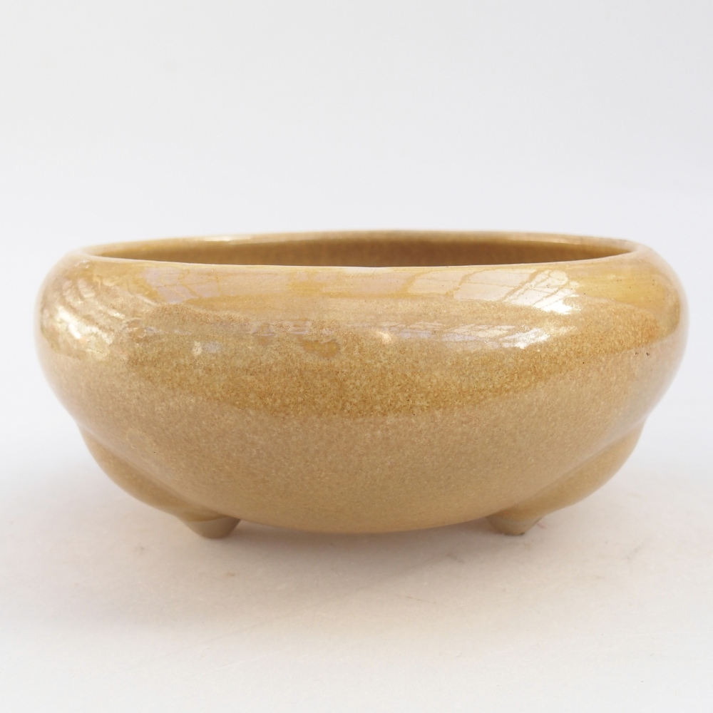 Ceramic bonsai bowl 14,5 x 14,5 x 7 cm, colour beige