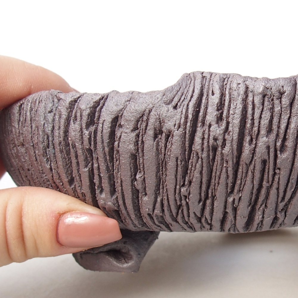 Ceramic bonsai bowl 17 x 15 x 5,5 cm, metal colour