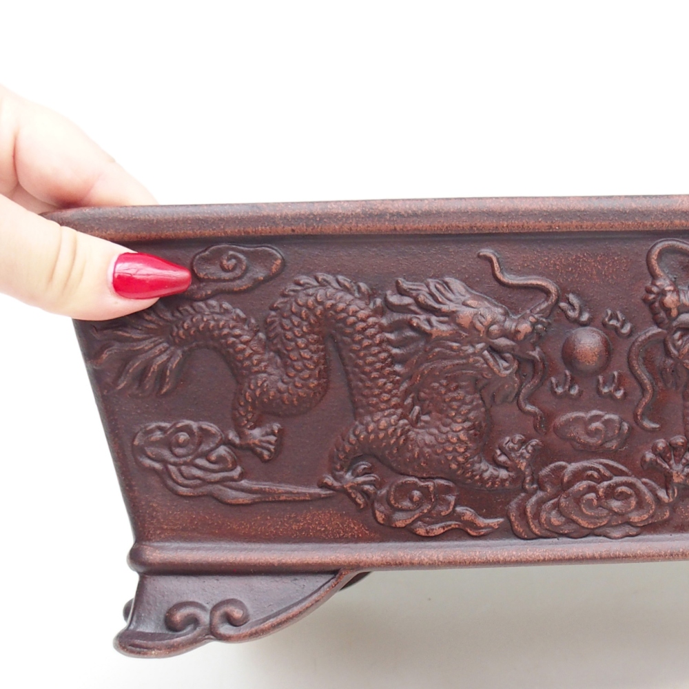 Ceramic bonsai bowl 28 x 20,5 x 11 cm, brown