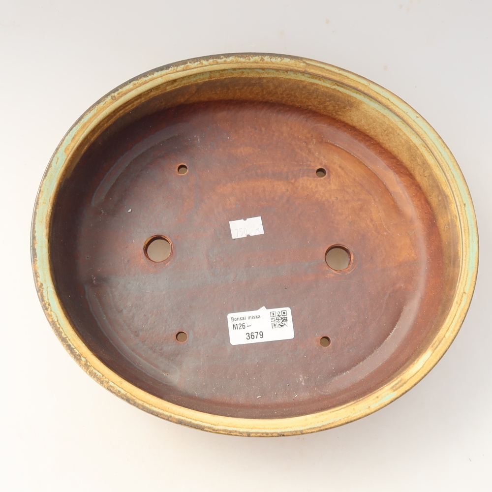 Ceramic bonsai pot, 26 x 24 x 6 cm, green