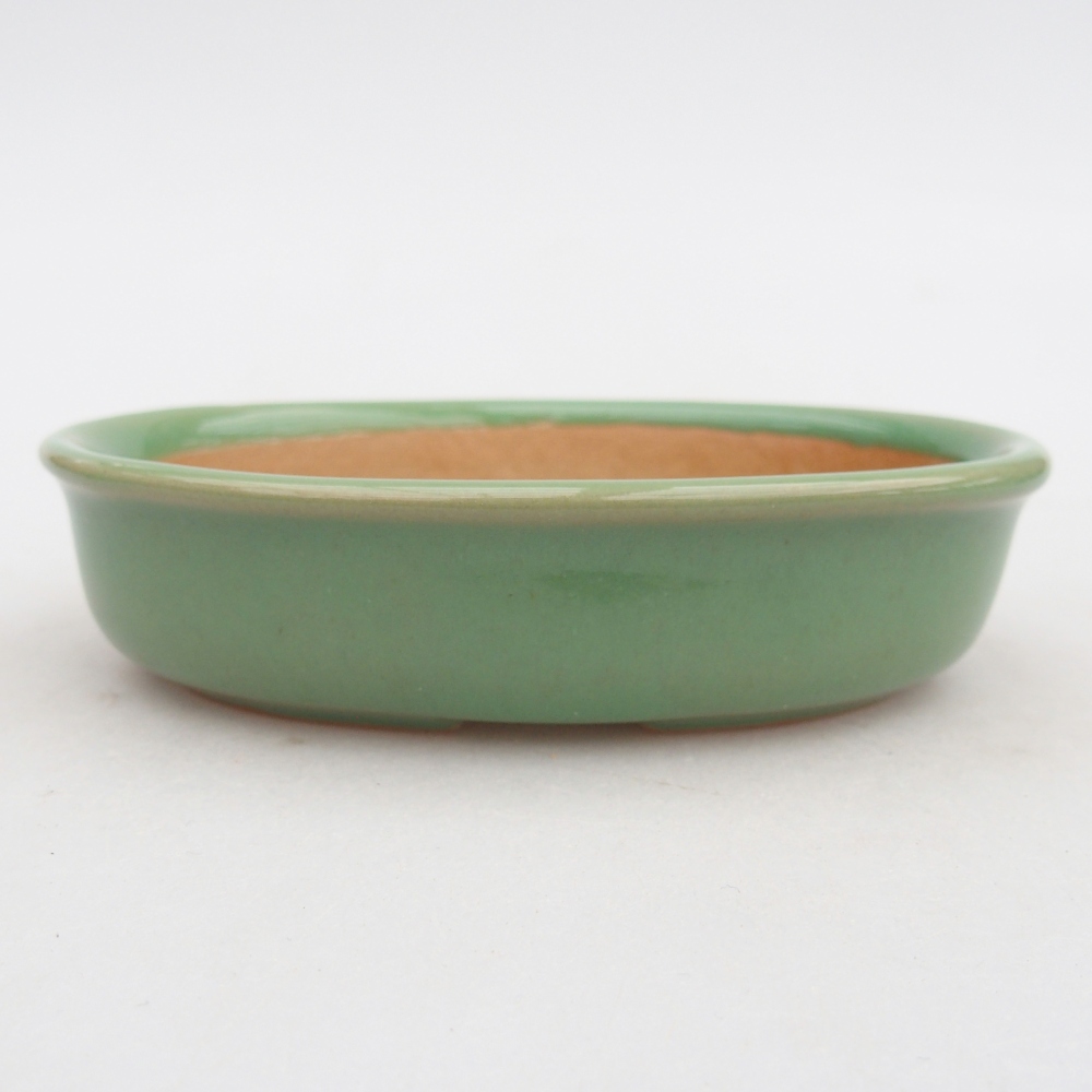 Ceramic bonsai bowl 12 x 8,5 x 3 cm, green