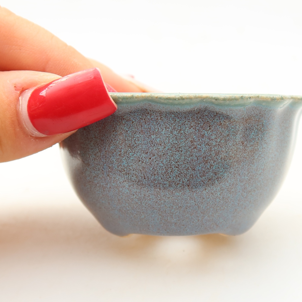 Ceramic bonsai pot, 7 x 7 x 3.5 cm, gray