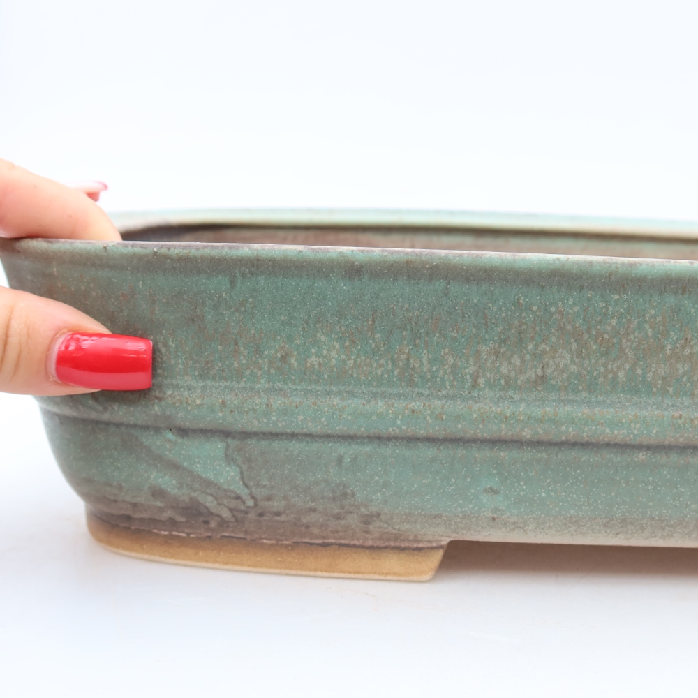 Ceramic bonsai pot, 30 x 24.5 x 7.5 cm, green