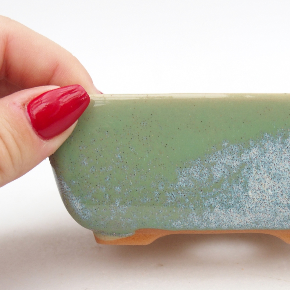 Ceramic bonsai bowl 10,5 x 7,5 x 4,5 cm, green