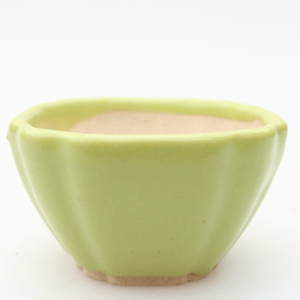 Ceramic bonsai pot, 4.5 x 4.5 x 2.5 cm, green