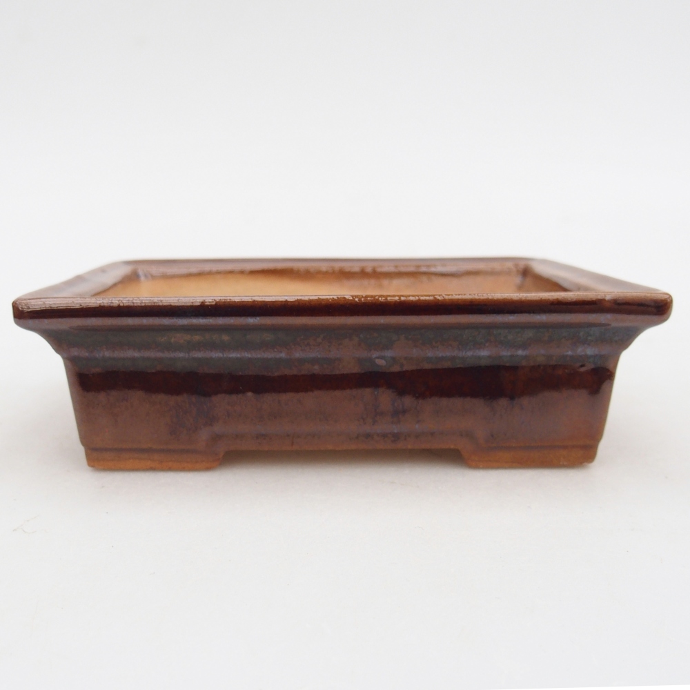 Ceramic bonsai bowl 13 x 10 x 4 cm, brown