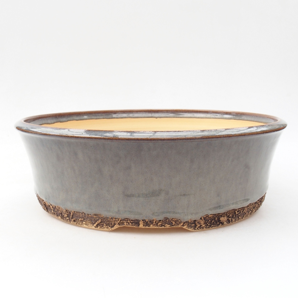 Ceramic bonsai bowl 25,5 x 25,5 x 8 cm, color gray