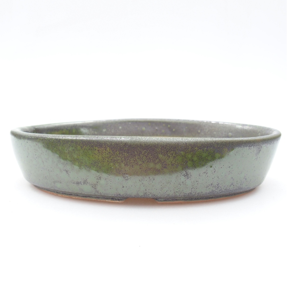Ceramic bonsai bowl  18,5 x 13,5 x 4,5 cm, color green