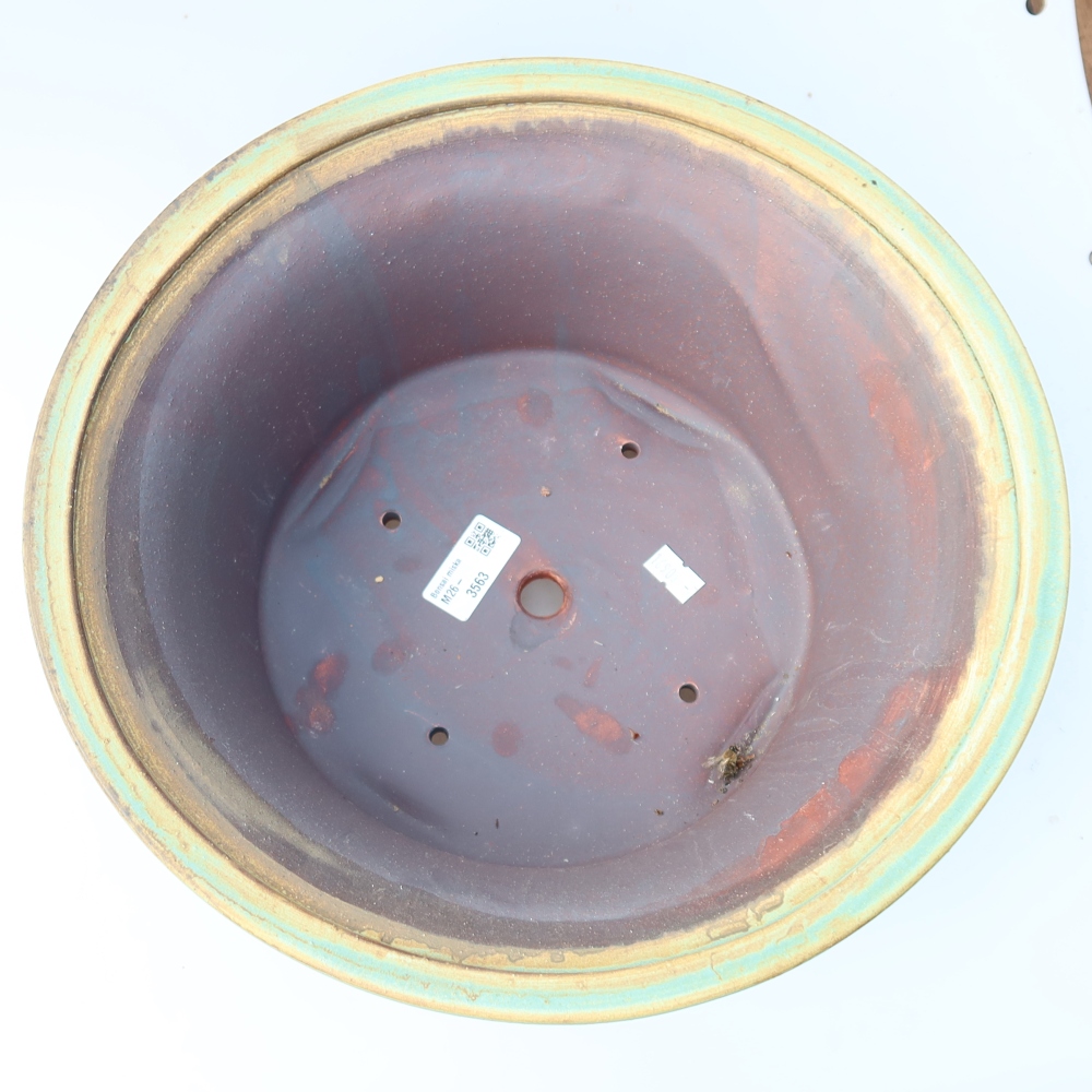 Ceramic bonsai pot, 31.5 x 31.5 x 14.5 cm, green