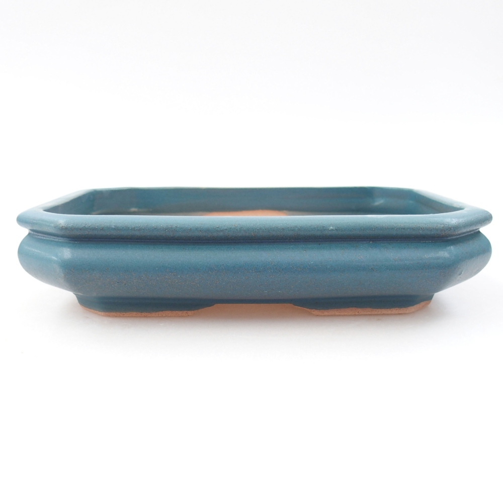Ceramic bonsai bowl 18,5 x 13,5 x 4 cm, color blue