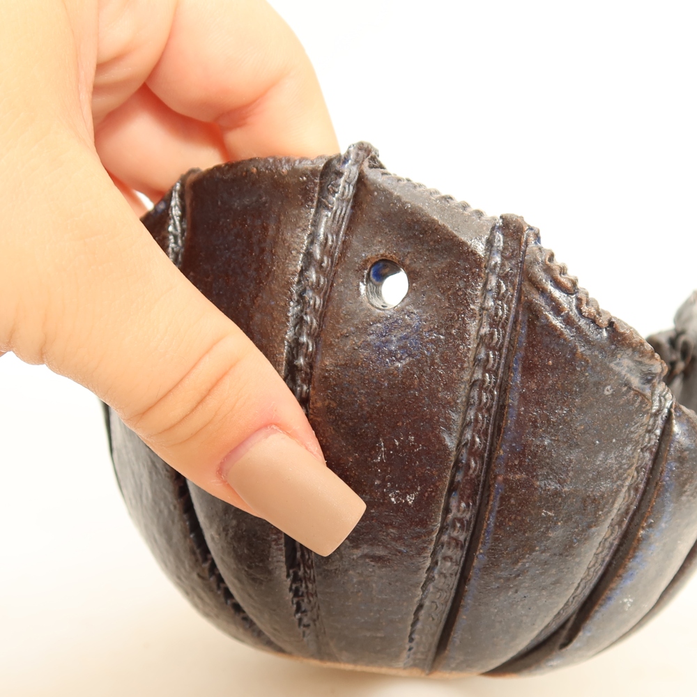 Ceramic Kokedama Pot, 13.5 x 12 x 8 cm, blue