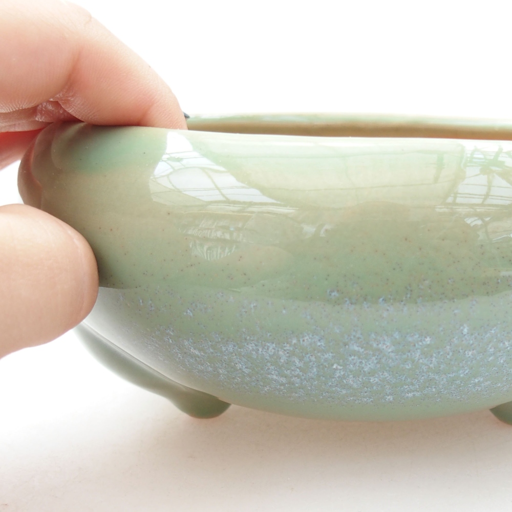 Ceramic bonsai bowl 14 x 14 x 7 cm, color green