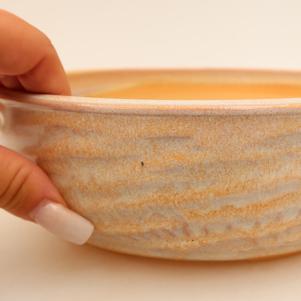 Ceramic bonsai pot, 22 x 22 x 7 cm, beige