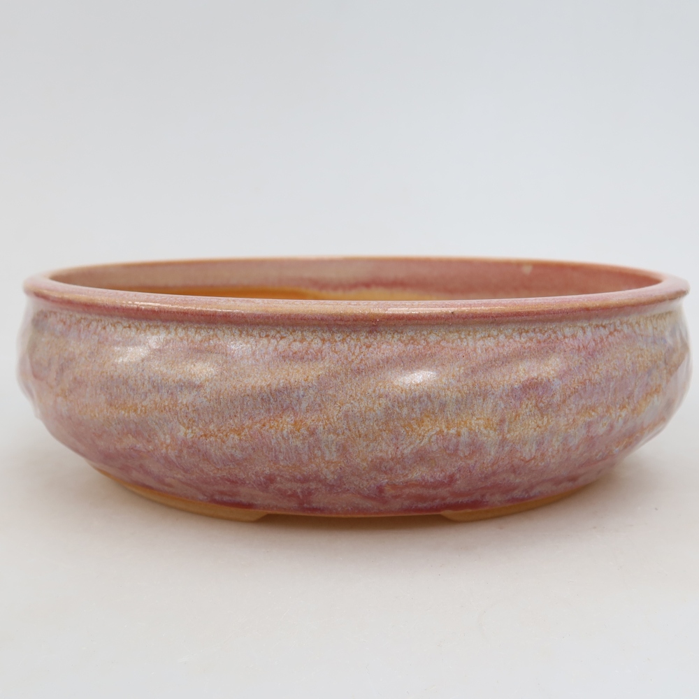 Ceramic bonsai pot, 21.5 x 21.5 x 6 cm, pink