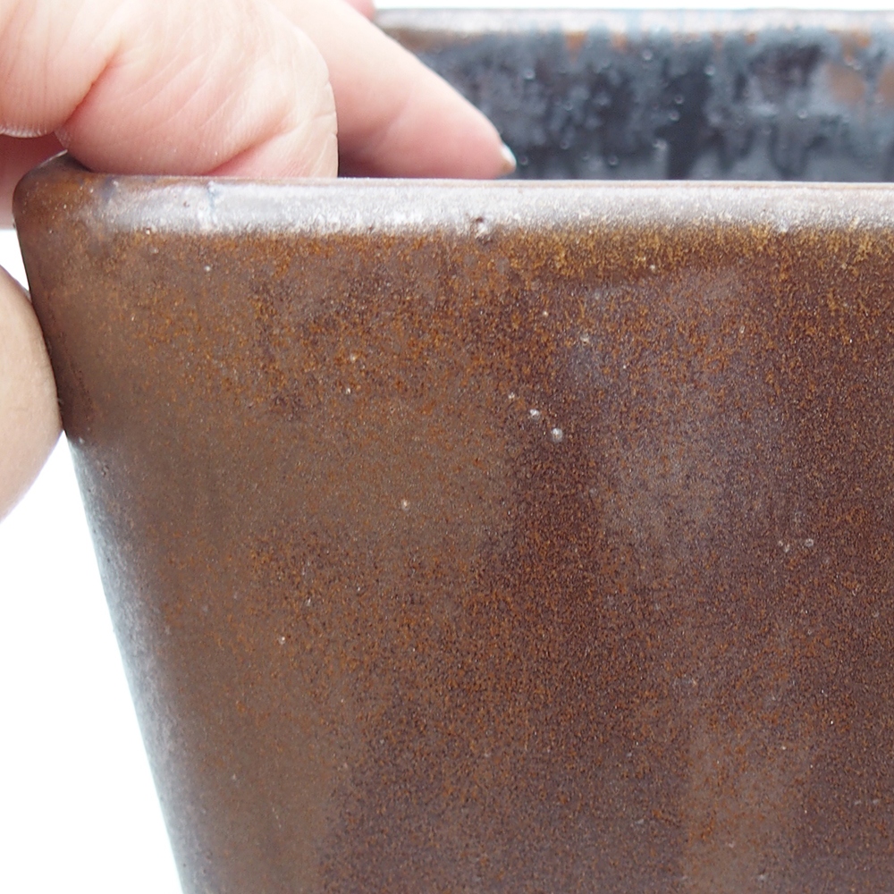 Ceramic bonsai bowl 13 x 13 x 13 cm, brown