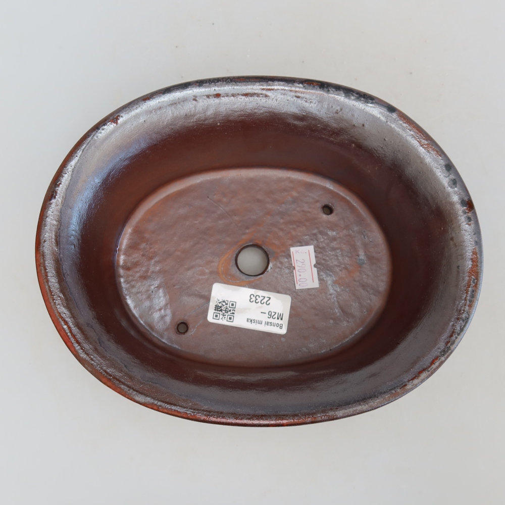 Ceramic bonsai pot, 19.5 x 15.5 x 6.5 cm, metallic color