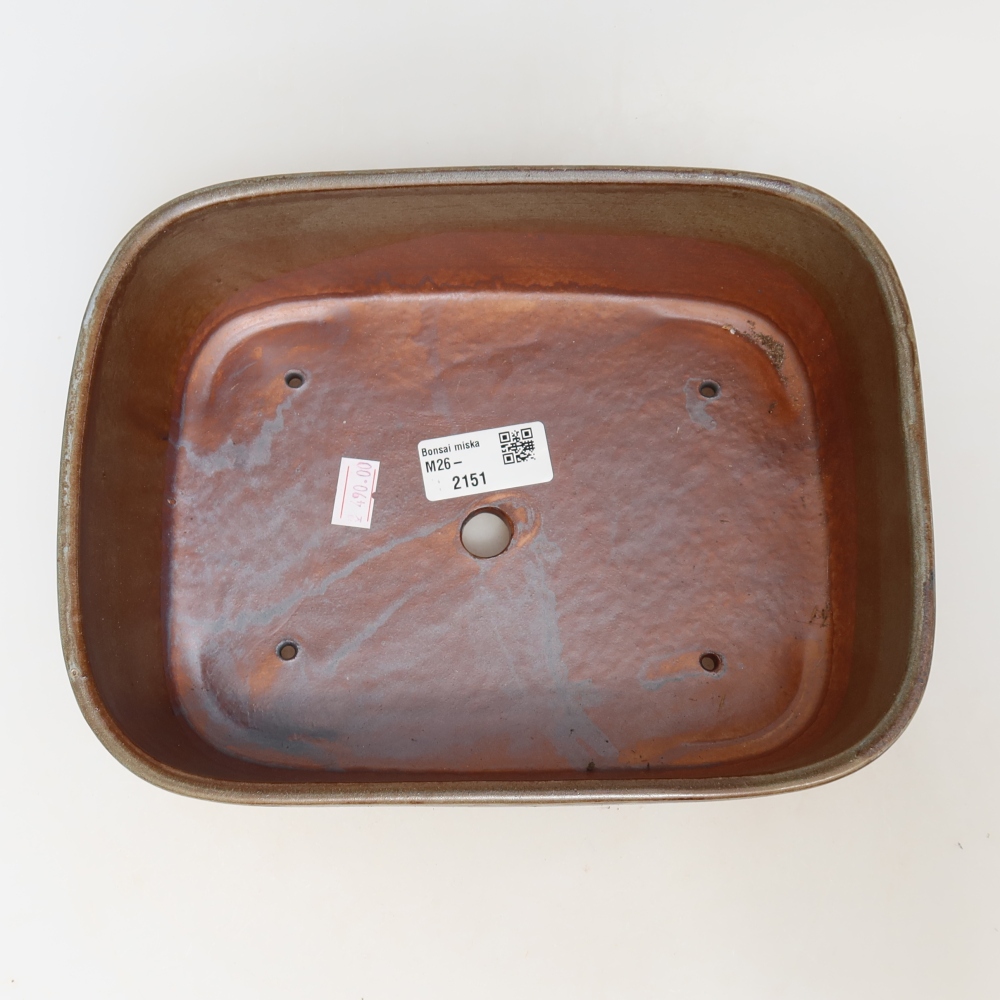 Ceramic bonsai pot, 23 x 17.5 x 7.5 cm, brown