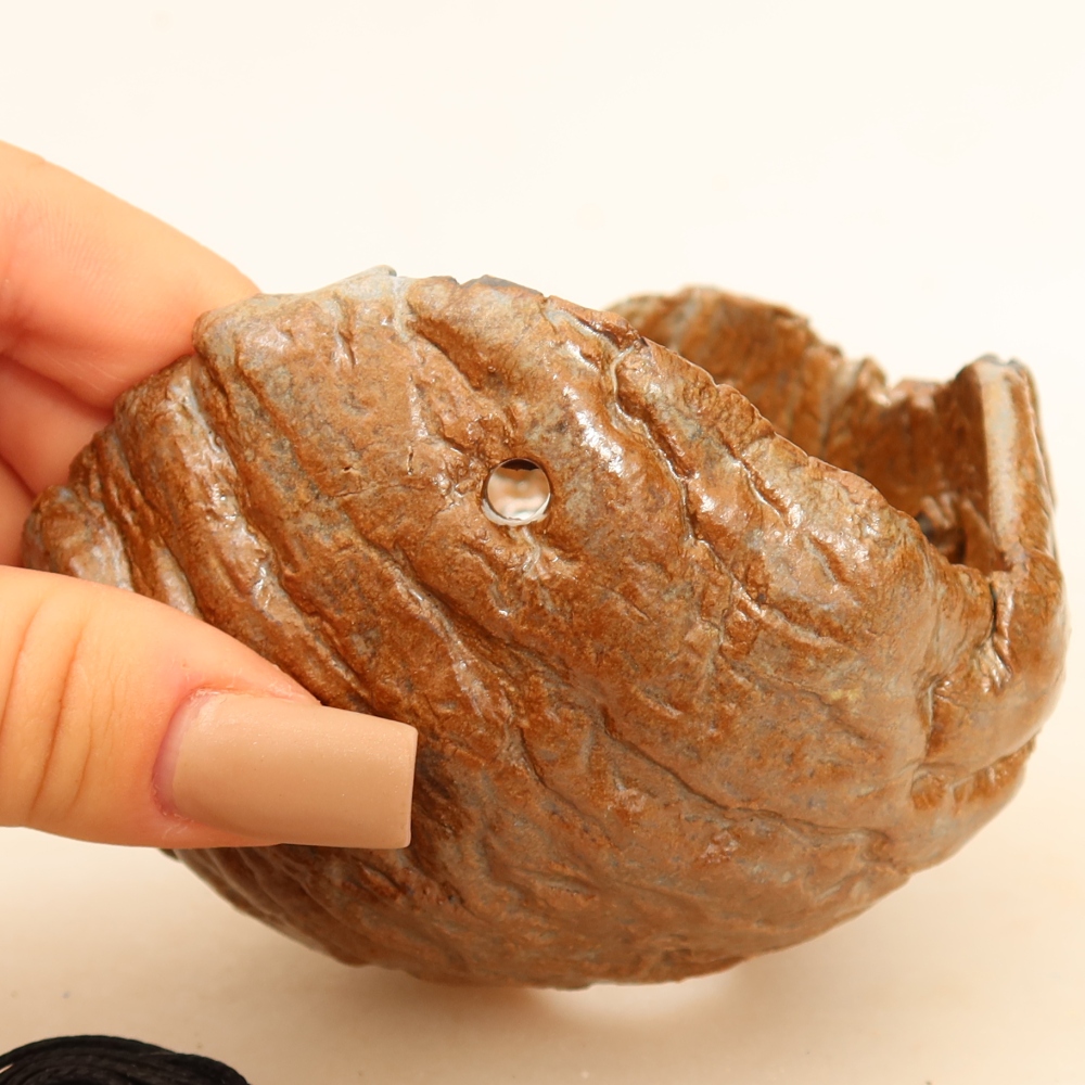 Ceramic Kokedama Pot, 9 x 9 x 7 cm, Brown