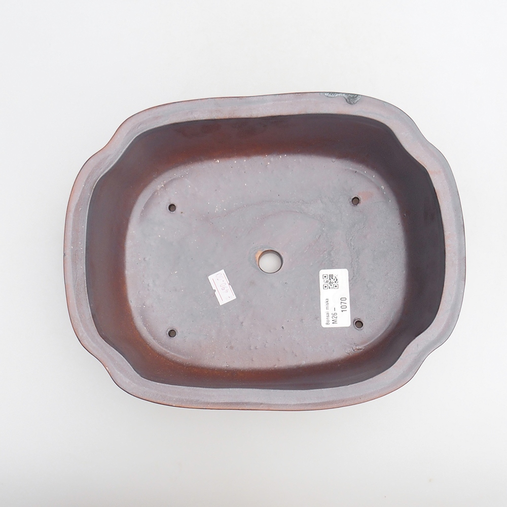 Ceramic bonsai bowl 24 x 19,5 x 7 cm, metal colour