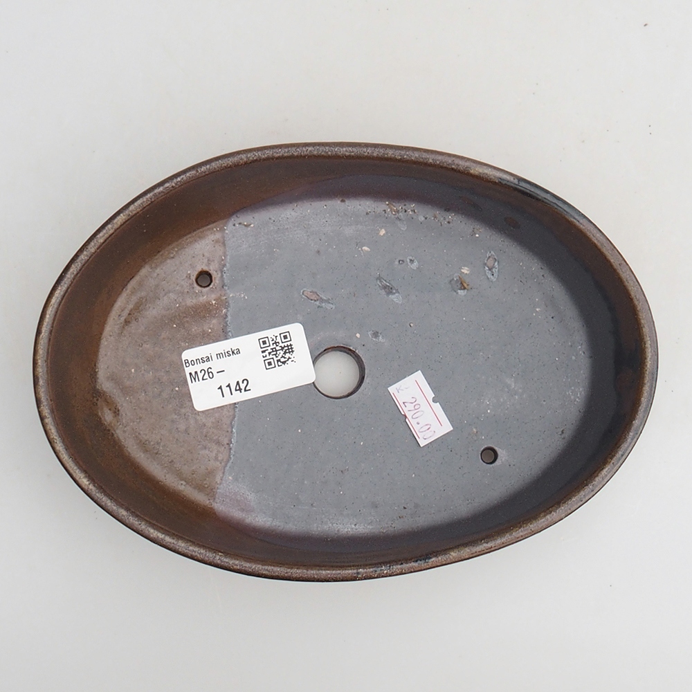 Ceramic bonsai bowl 18,5 x 13 x 4 cm, brown