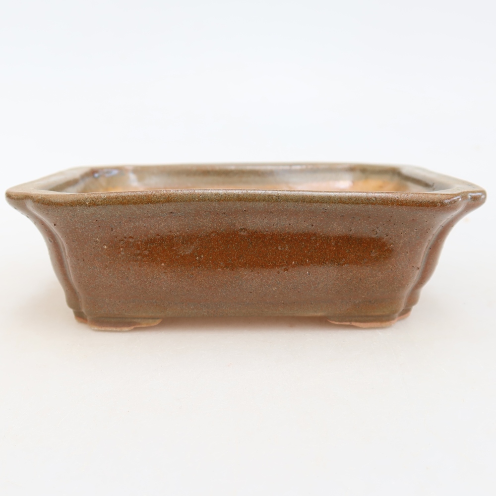 Ceramic bonsai pot, 13 x 10.5 x 4.5 cm, brown