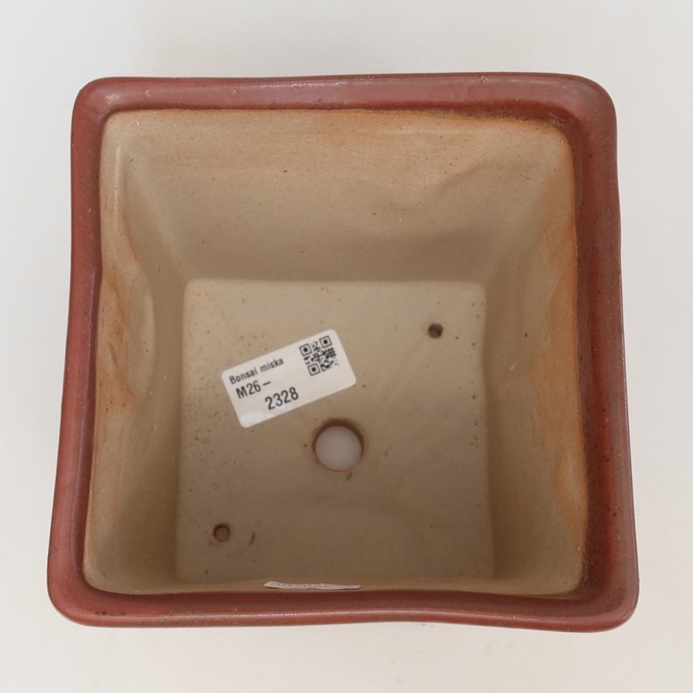 Ceramic bonsai pot, 13 x 13 x 14 cm, pink