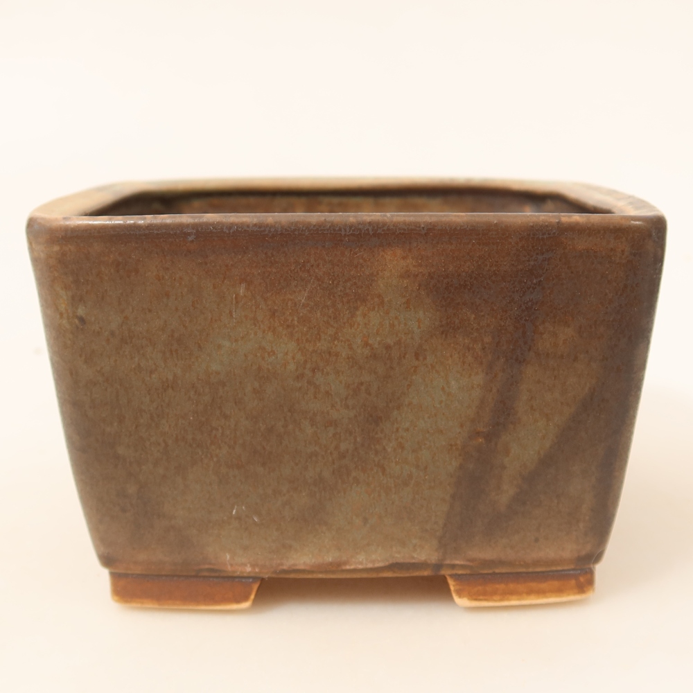 Ceramic bonsai pot, 13 x 13 x 8 cm, green
