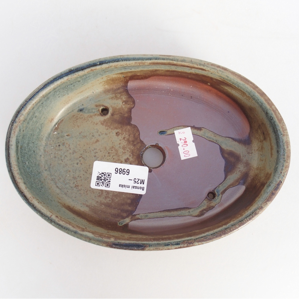 Ceramic bonsai bowl 18,5 x 13 x 4,5 cm, green