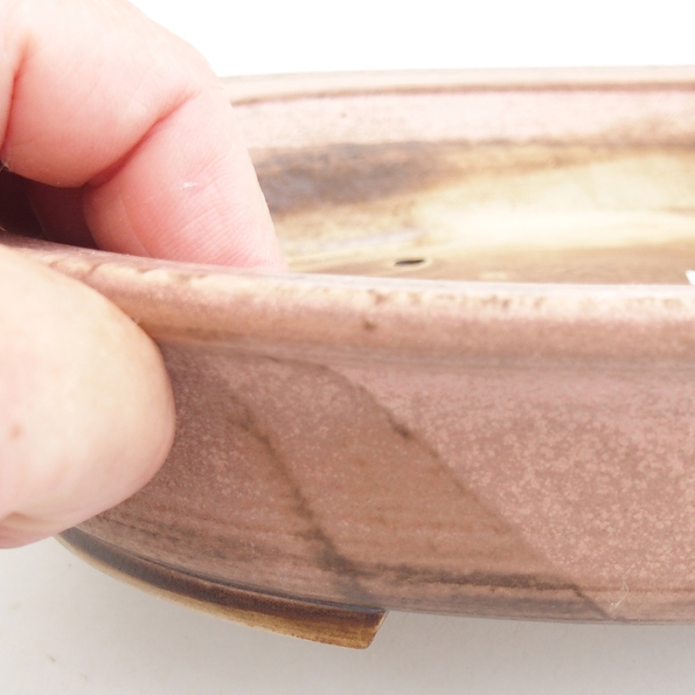 Ceramic bonsai bowl 23 x 19,5 x 4,5 cm, pink