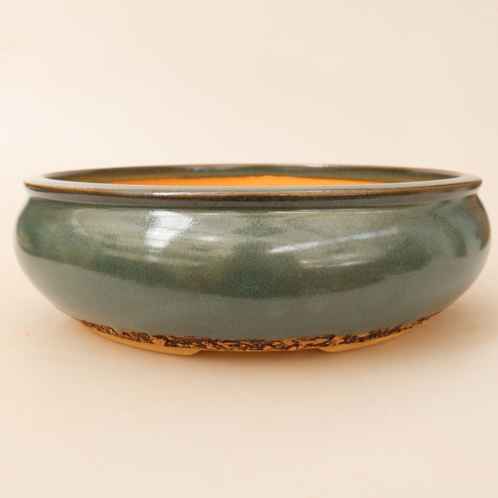 Ceramic bonsai pot, 24 x 24 x 7.5 cm, green