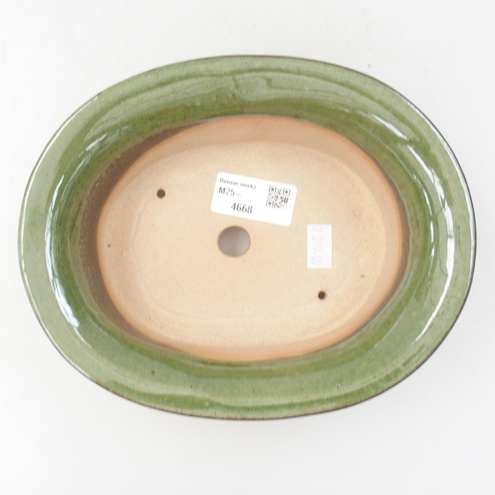 Ceramic bonsai bowl 19,5 x 15,5 x 6,5 cm, color green