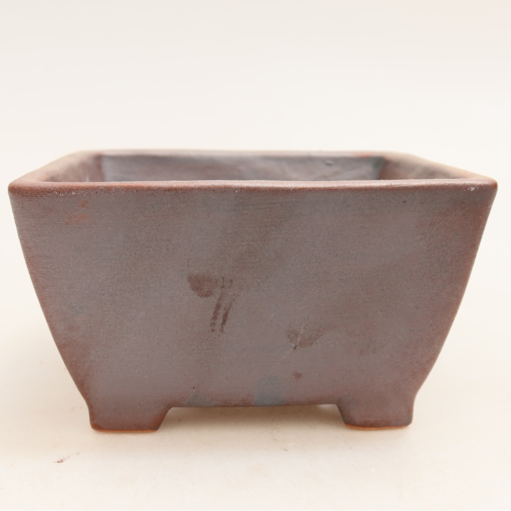 Ceramic bonsai pot, 9.5 x 9.5 x 5.5 cm, metallic color