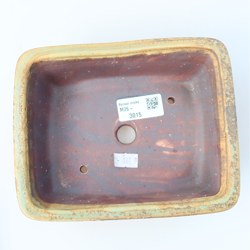Ceramic bonsai pot, 17.5 x 14.5 x 5 cm, green