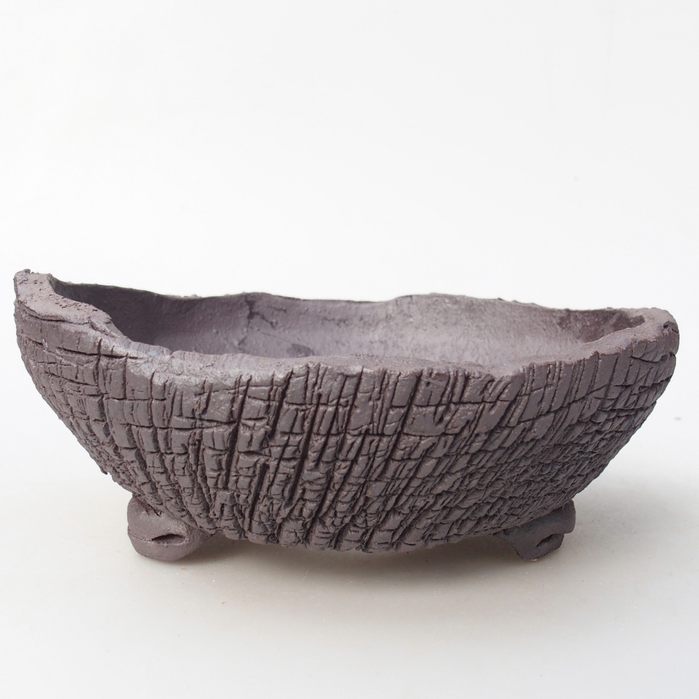 Ceramic bonsai bowl 17 x 16,5 x 6 cm, metal colour