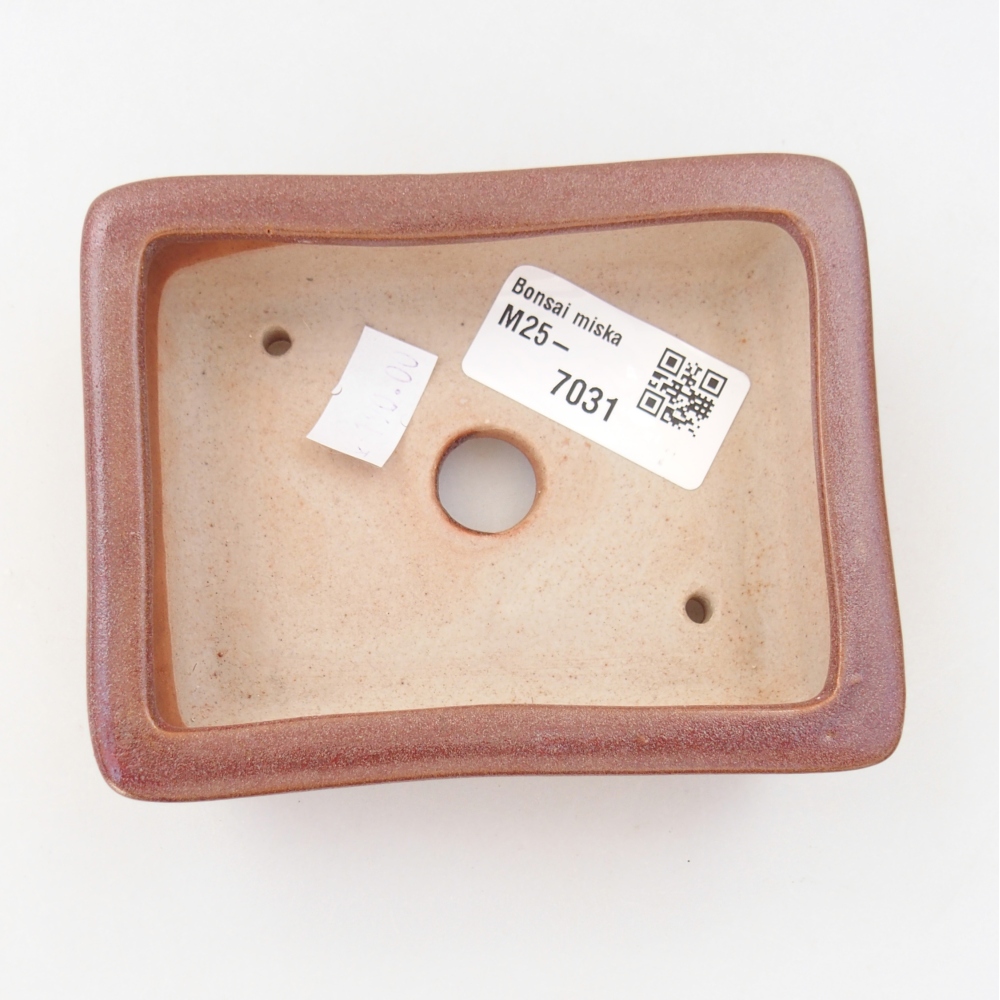 Ceramic bonsai bowl 11 x 8,5 x 3,5 cm, burgundy