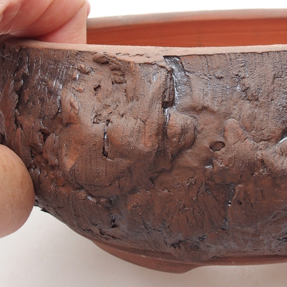 Ceramic bonsai bowl 14,5 x 14,5 x 6 cm, color brown