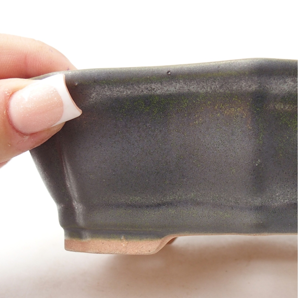 Ceramic bonsai bowl 15,5 x 11 x 4,5 cm, metallic green