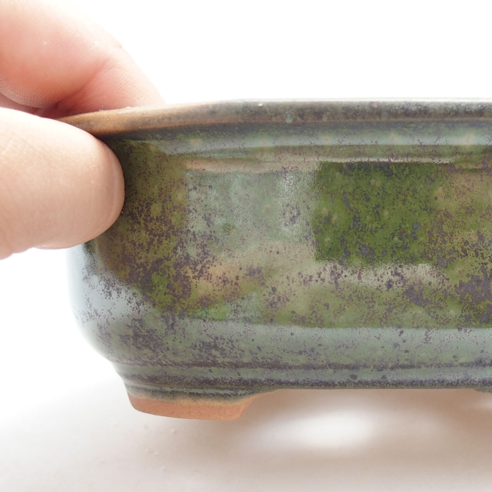 Ceramic bonsai bowl 15,5 x 12 x 6 cm, color green