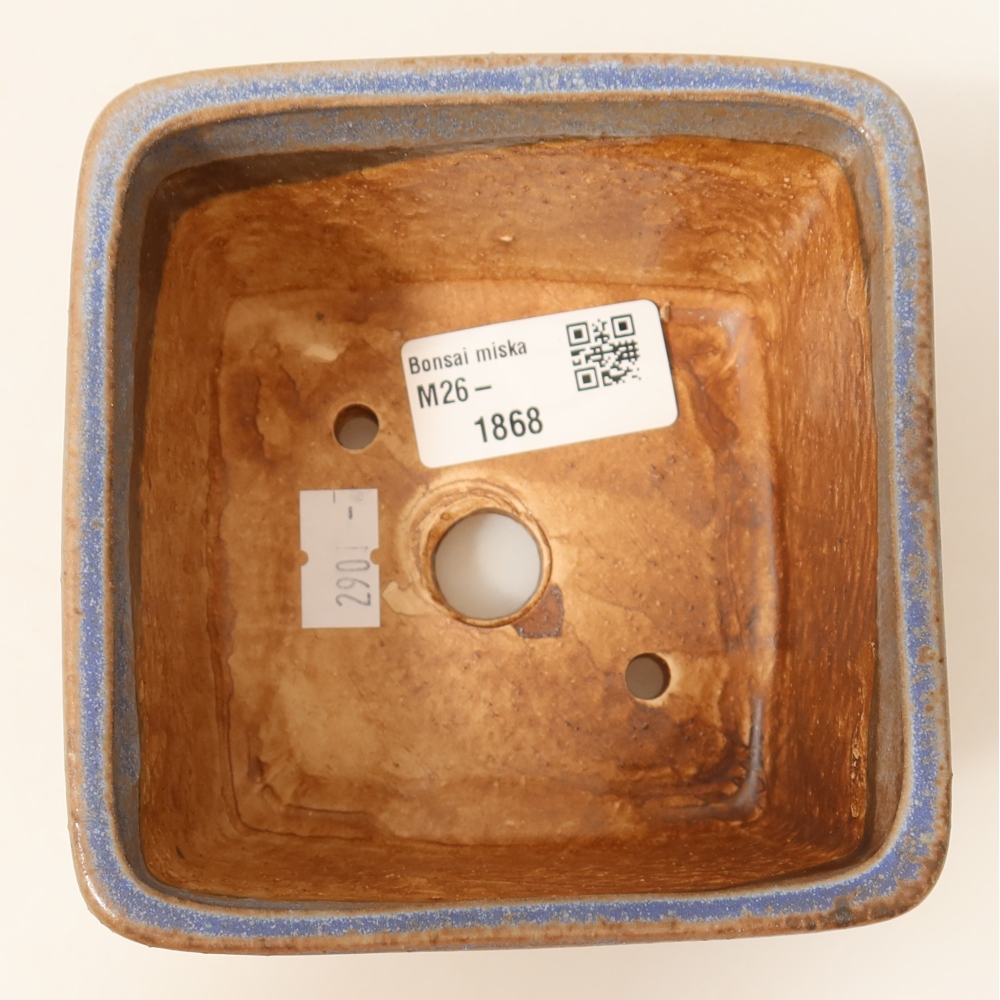 Ceramic bonsai pot, 10.5 x 10.5 x 7 cm, blue