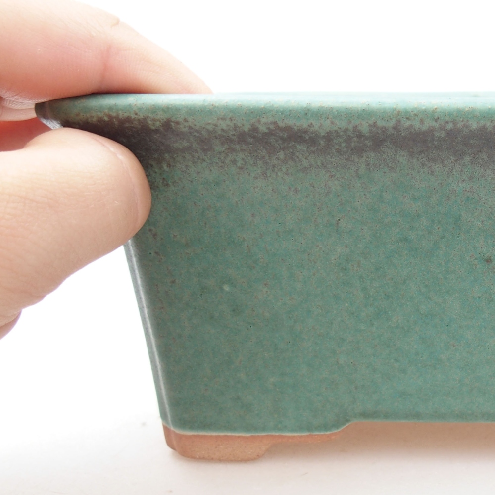 Ceramic bonsai bowl 18 x 14 x 7,5 cm, color green