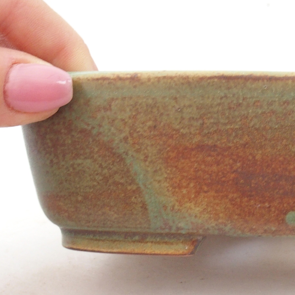 Ceramic bonsai bowl 15 x 12 x 4,5 cm, color green