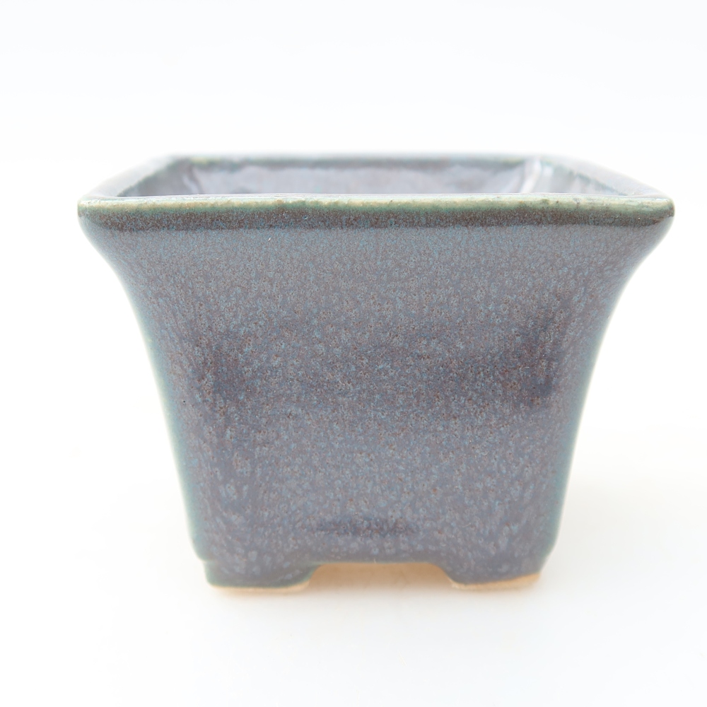 Ceramic bonsai pot, 6.5 x 6.5 x 5 cm, gray