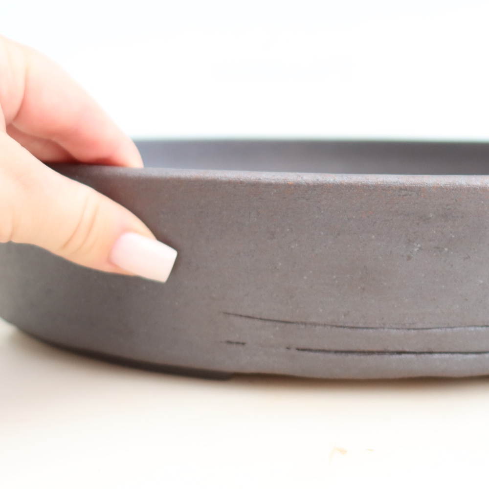 Ceramic bonsai pot, 37 x 30 x 7 cm, brown