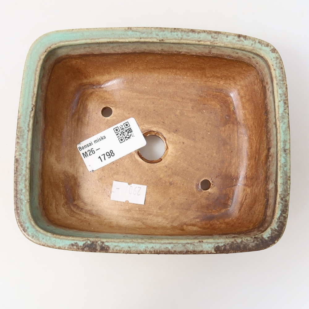 Ceramic bonsai pot, 15 x 13 x 4.5 cm, green