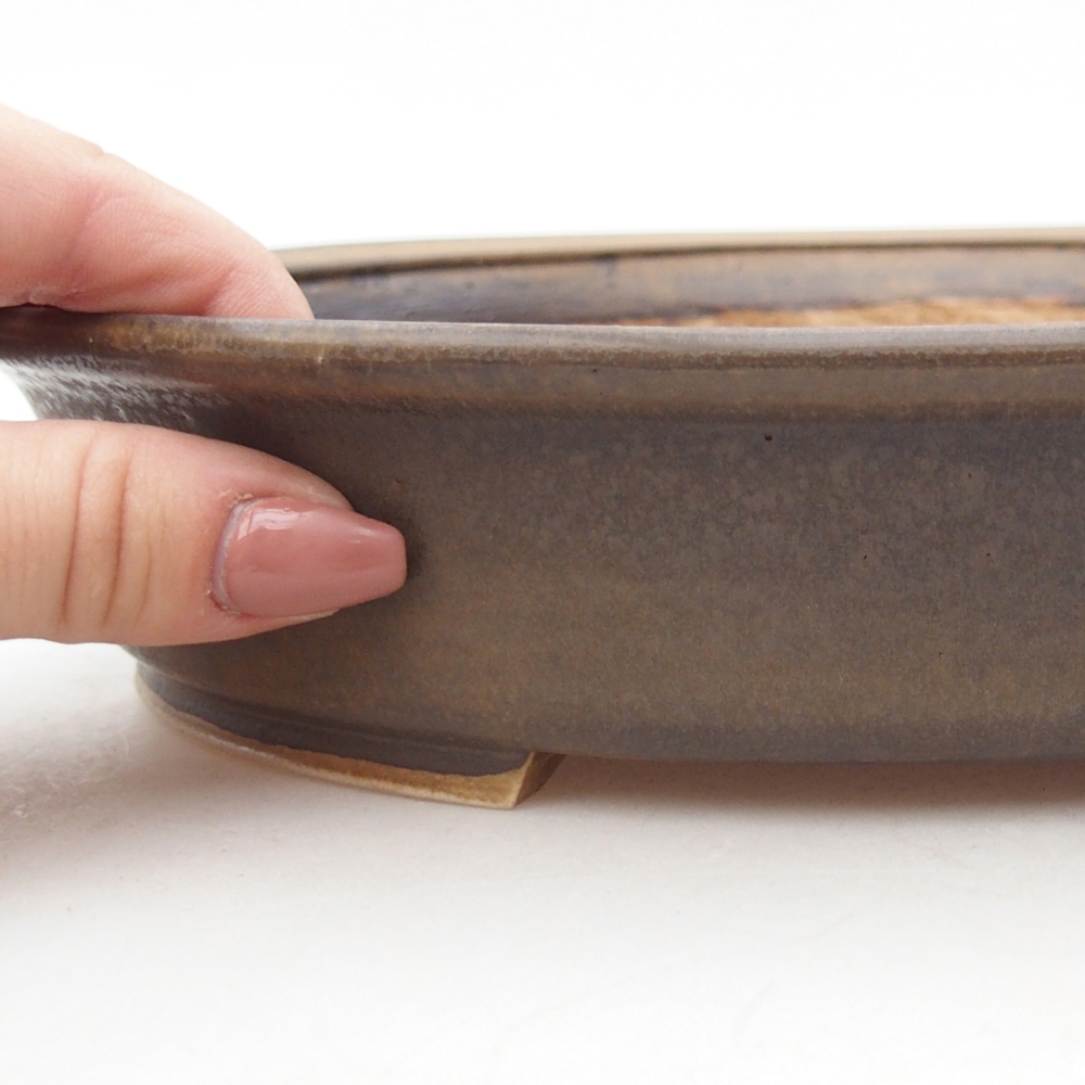 Ceramic bonsai bowl 24 x 21 x 5 cm, brown