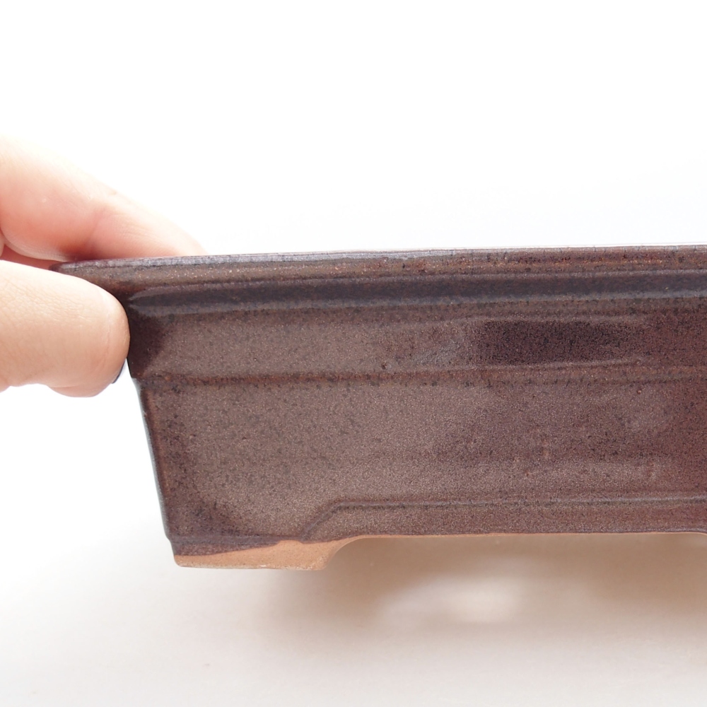 Ceramic bonsai bowl 18,5 x 13 x 6,5 cm, color brown